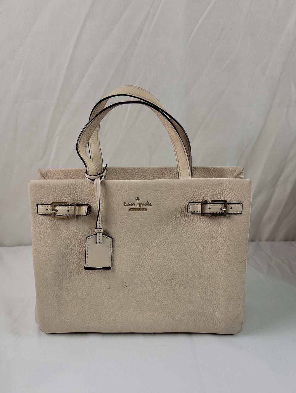 kate spade Cream Pebbled Leather Satchel with Gold Hardware Purse